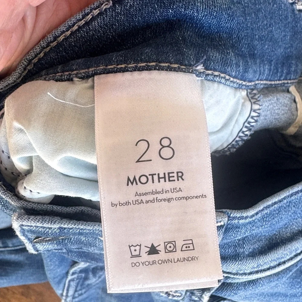 Mother - Women’s Distressed Blue Flare Jeans - Classic Denim - Picture 3 of 5